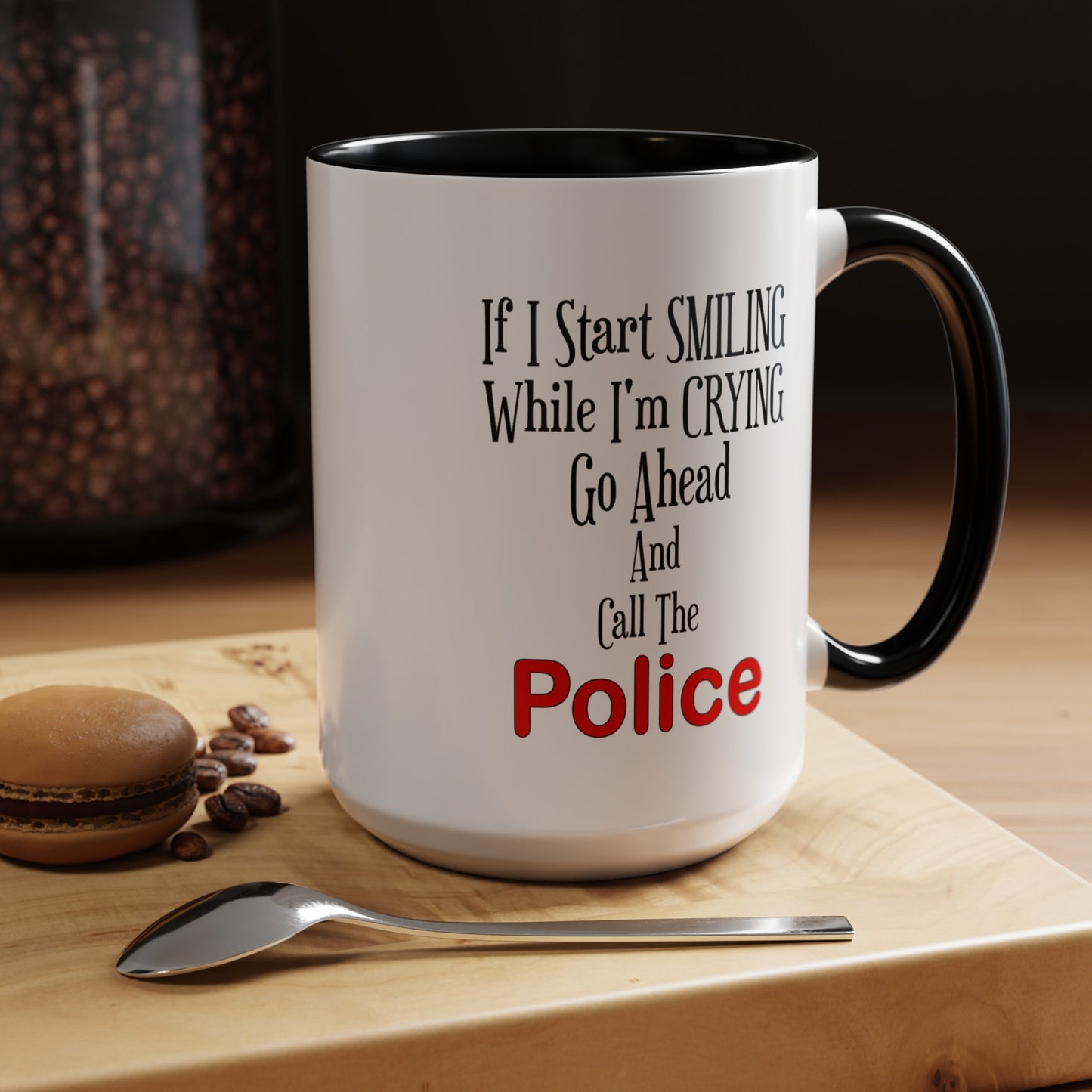 Smiling-Crying-Accent Coffee Mug (11, 15oz)