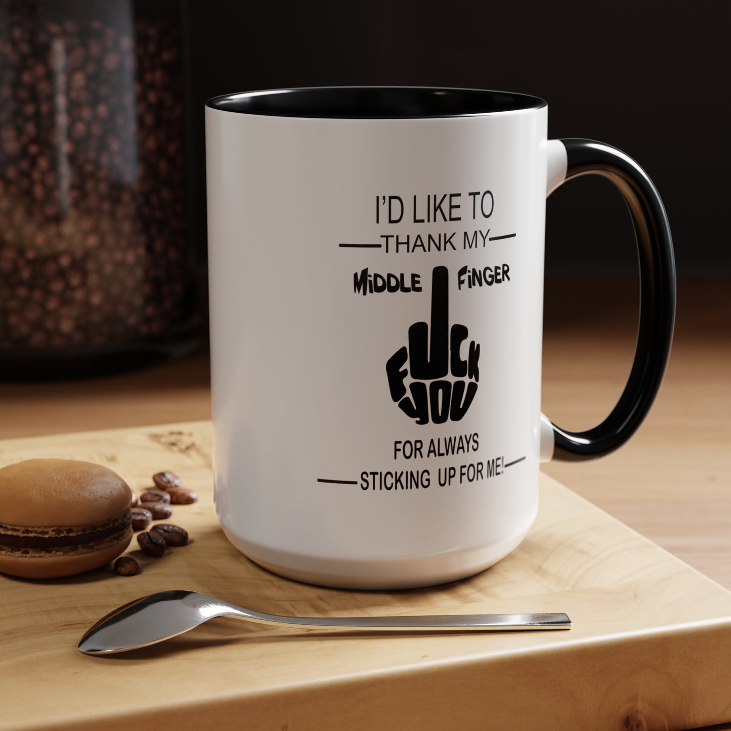 Fu(k You-Middle Finger-Accent Coffee Mug (11, 15oz)