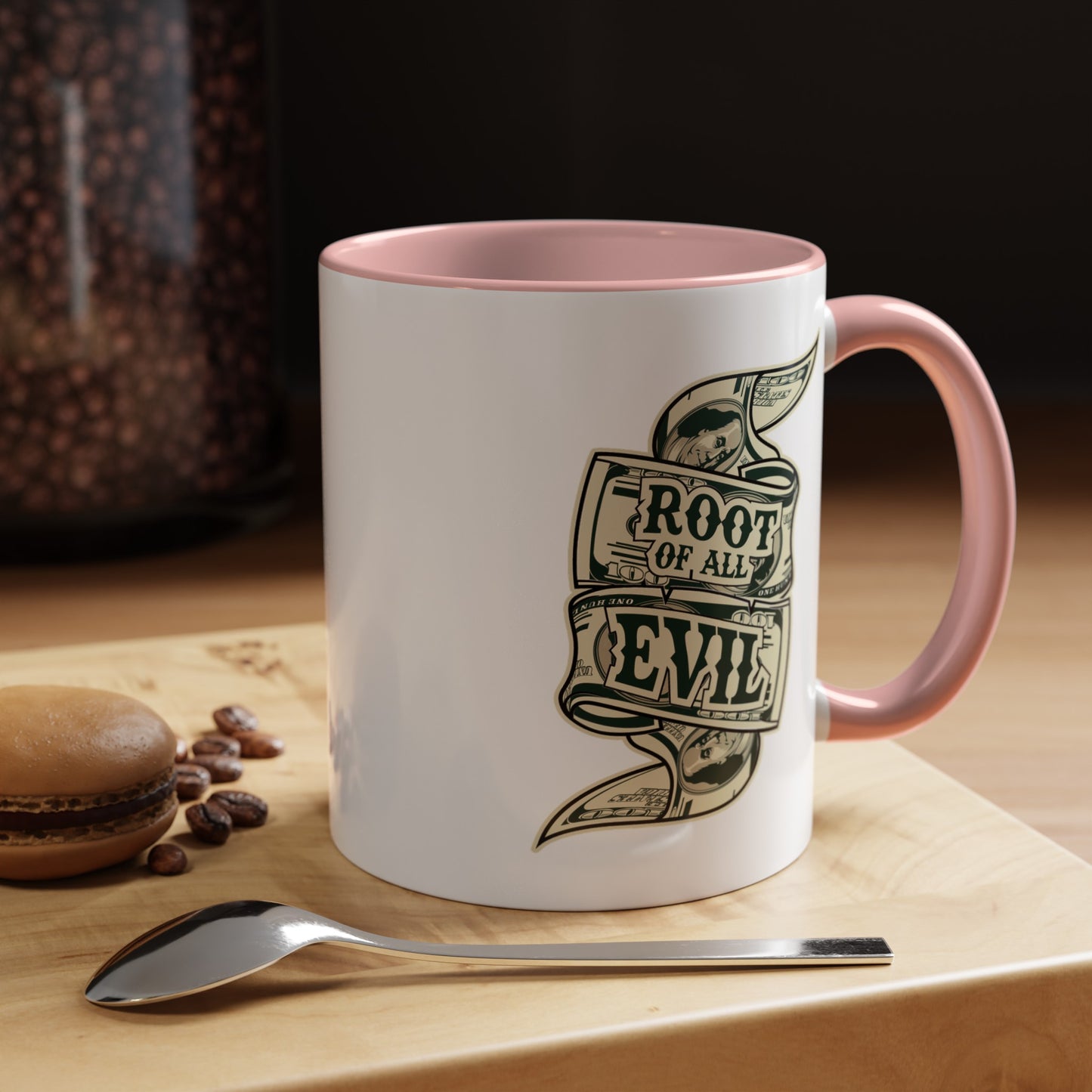 Root of Evil-Money-Accent Coffee Mug (11, 15oz)