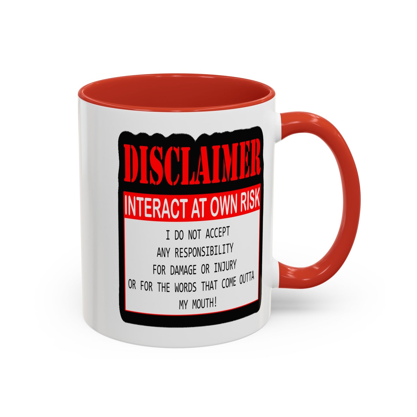 Interact at Own Risk-Accent Coffee Mug (11, 15oz)