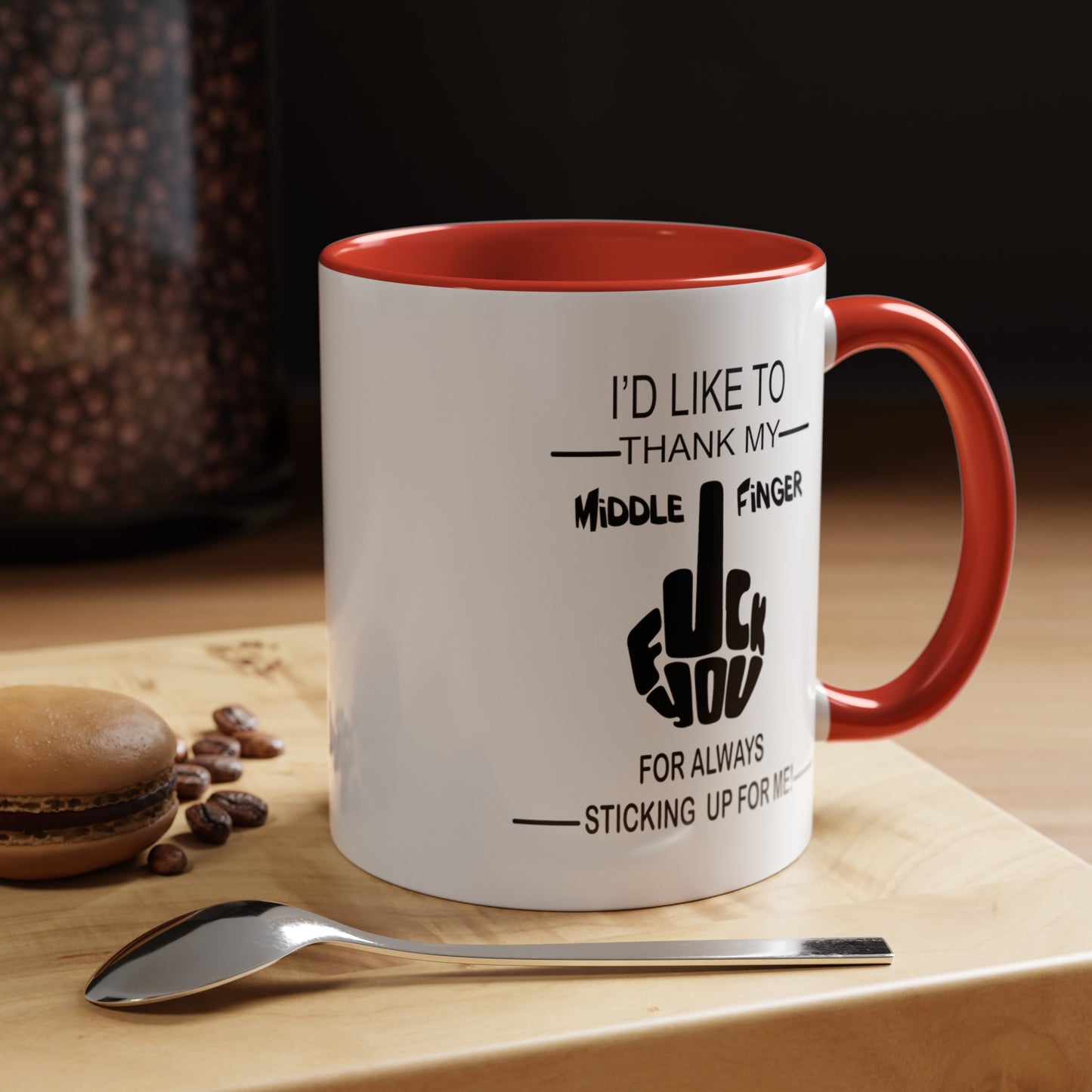 Fu(k You-Middle Finger-Accent Coffee Mug (11, 15oz)